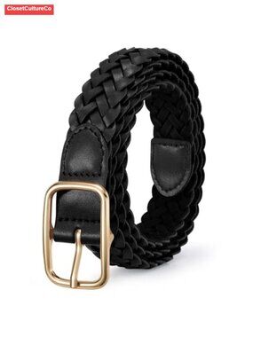 Braided Microfiber Leather Belt Woven Waist Belt for Jeans Pants Dresses